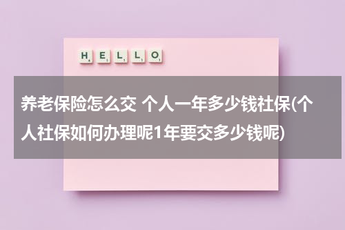 养老保险怎么交 个人一年多少钱社保(个人社保如何办理呢1年要交多少钱呢)